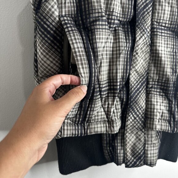 North Face Vest Womens Small P Plaid 600 Down Fill Hooded Faux Fur Puffer Jacket - Picture 5 of 16